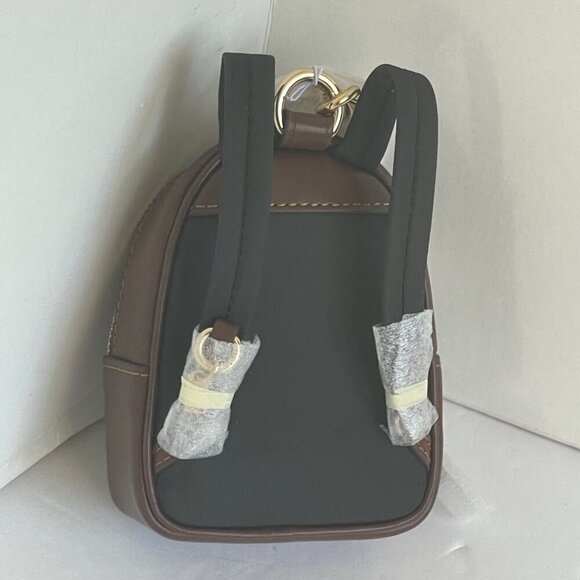 Coach Mini Court Backpack Bag Charm Keychain Brown Signature Canvas CX066 Logo - Picture 4 of 8